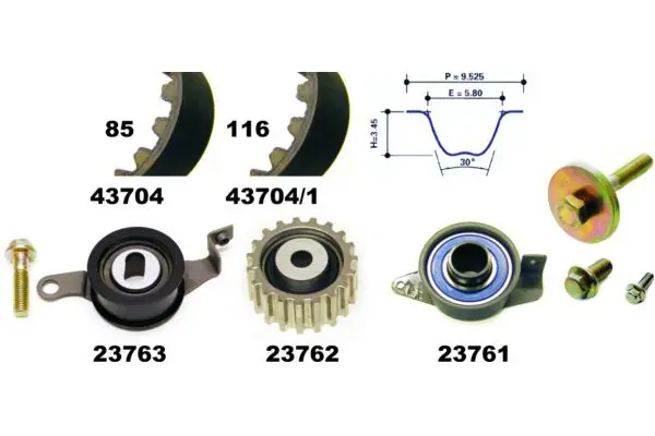 Handler.Part Timing belt set MAPCO 23704 1