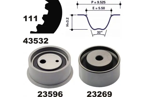 Handler.Part Timing belt set MAPCO 23532 1