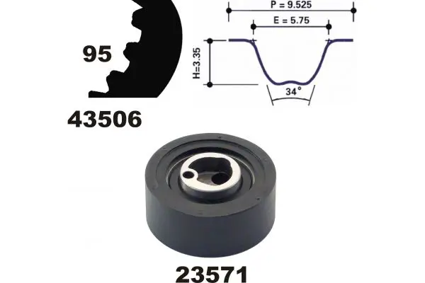 Handler.Part Timing belt set MAPCO 23506 1