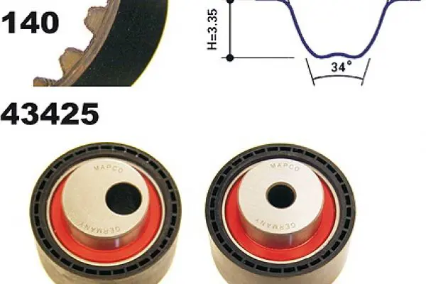 Handler.Part Timing belt set MAPCO 23425 1