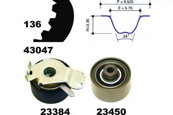 Handler.Part Timing belt set MAPCO 23409 1