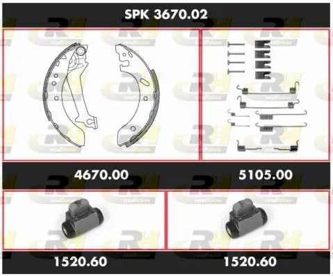 Handler.Part Brake set, drum brakes ROADHOUSE SPK367002 1