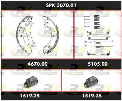 Handler.Part Brake set, drum brakes ROADHOUSE SPK367001 1