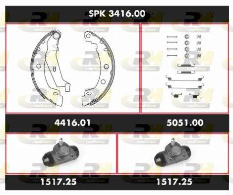 Handler.Part Brake set, drum brakes ROADHOUSE SPK341600 1