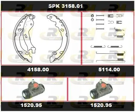 Handler.Part Brake set, drum brakes ROADHOUSE SPK315801 1