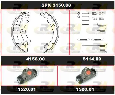 Handler.Part Brake set, drum brakes ROADHOUSE SPK315800 1