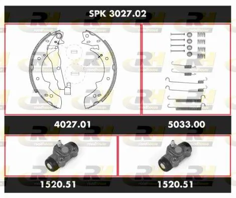 Handler.Part Brake set, drum brakes ROADHOUSE SPK302702 1