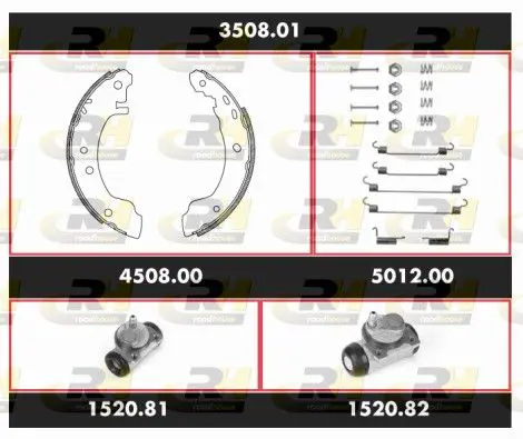 Handler.Part Brake set, drum brakes ROADHOUSE 350801 1