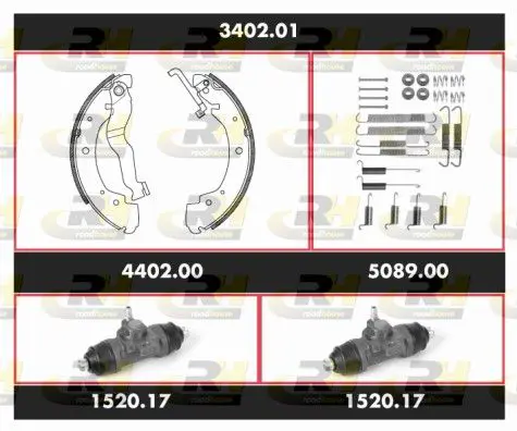 Handler.Part Brake set, drum brakes ROADHOUSE 340201 1