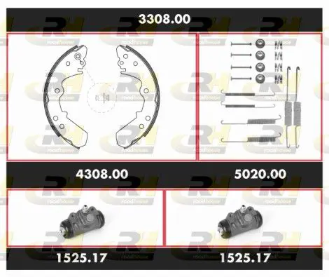 Handler.Part Brake set, drum brakes ROADHOUSE 330800 1