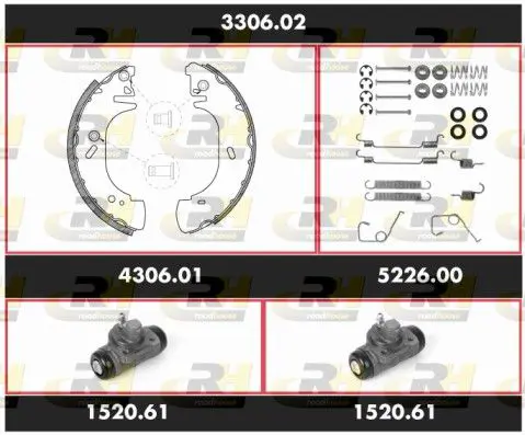 Handler.Part Brake set, drum brakes ROADHOUSE 330602 1