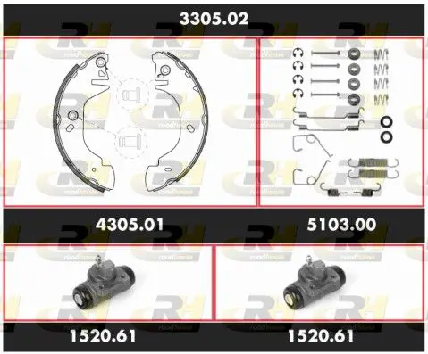 Handler.Part Brake set, drum brakes ROADHOUSE 330502 1