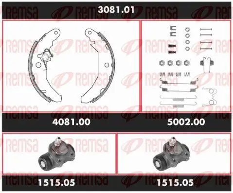 Handler.Part Brake set, drum brakes REMSA 308101 1