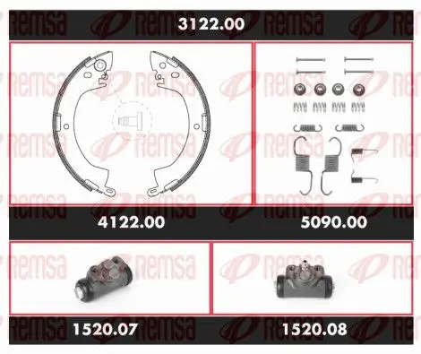 Handler.Part Brake set, drum brakes REMSA 312200 1