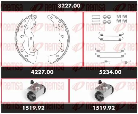 Handler.Part Brake set, drum brakes REMSA 322700 1