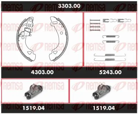 Handler.Part Brake set, drum brakes REMSA 330300 1