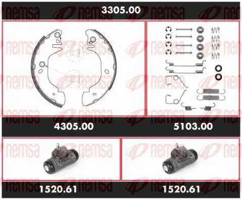 Handler.Part Brake set, drum brakes REMSA 330500 1