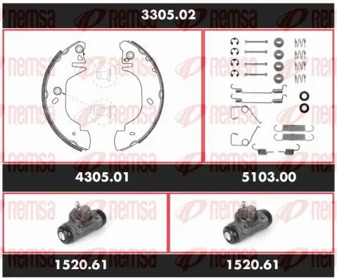 Handler.Part Brake set, drum brakes REMSA 330502 1