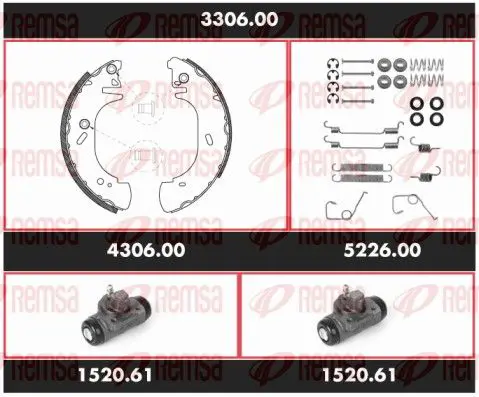 Handler.Part Brake set, drum brakes REMSA 330600 1