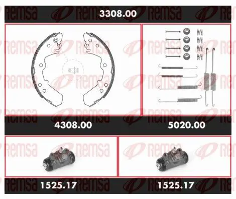 Handler.Part Brake set, drum brakes REMSA 330800 1