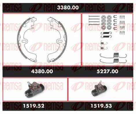 Handler.Part Brake set, drum brakes REMSA 338000 1