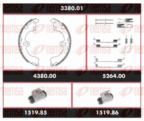 Handler.Part Brake set, drum brakes REMSA 338001 1