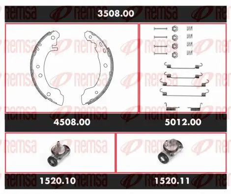 Handler.Part Brake set, drum brakes REMSA 350800 1