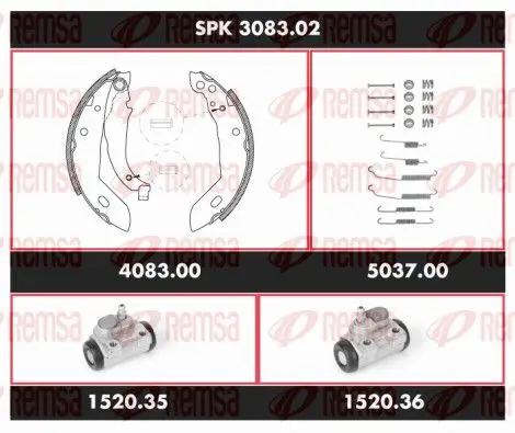 Handler.Part Brake set, drum brakes REMSA SPK308302 1