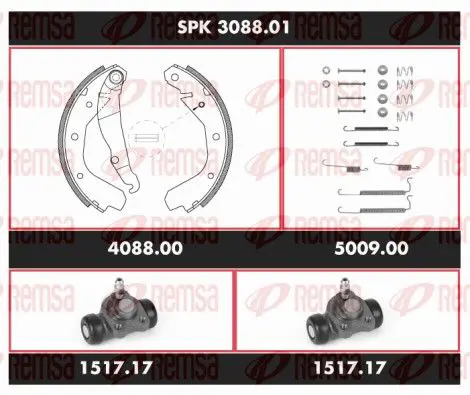 Handler.Part Brake set, drum brakes REMSA SPK308801 1