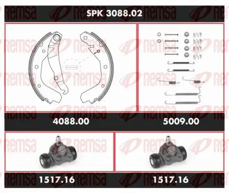 Handler.Part Brake set, drum brakes REMSA SPK308802 1