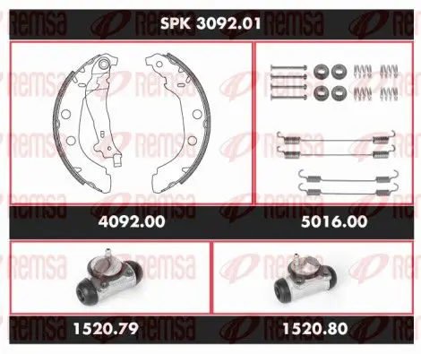 Handler.Part Brake set, drum brakes REMSA SPK309201 1