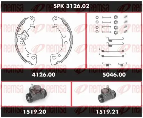 Handler.Part Brake set, drum brakes REMSA SPK312602 1