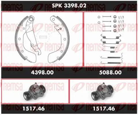 Handler.Part Brake set, drum brakes REMSA SPK339802 1