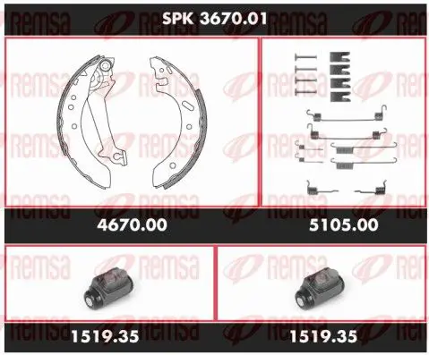 Handler.Part Brake set, drum brakes REMSA SPK367001 1