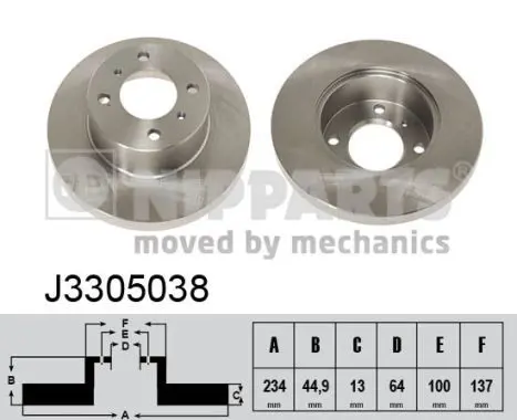 Handler.Part Brake disc NIPPARTS J3305038 1