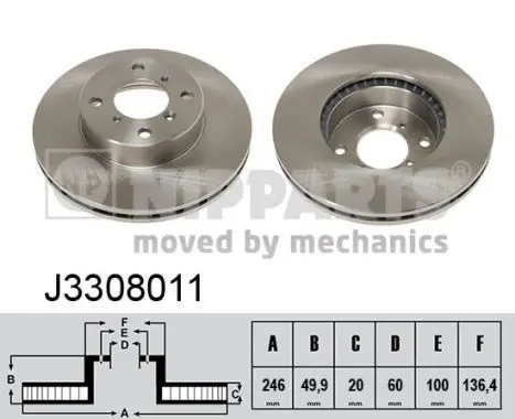 Handler.Part Brake disc NIPPARTS J3308011 1