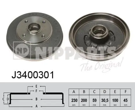 Handler.Part Brake drum NIPPARTS J3400301 1