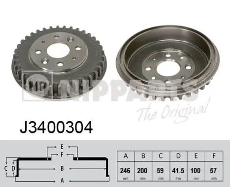 Handler.Part Brake drum NIPPARTS J3400304 1