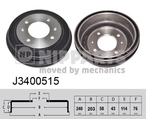 Handler.Part Brake drum NIPPARTS J3400515 1