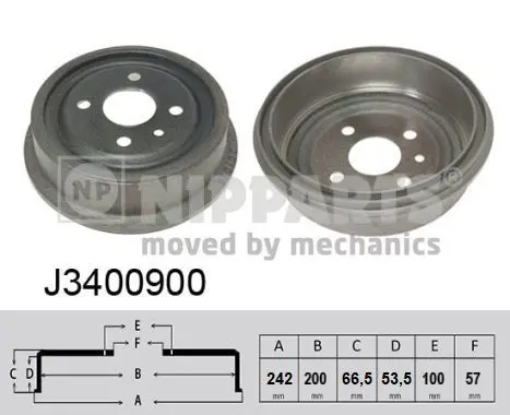 Handler.Part Brake drum NIPPARTS J3400900 1