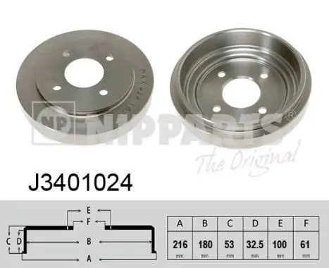 Handler.Part Brake drum NIPPARTS J3401024 1