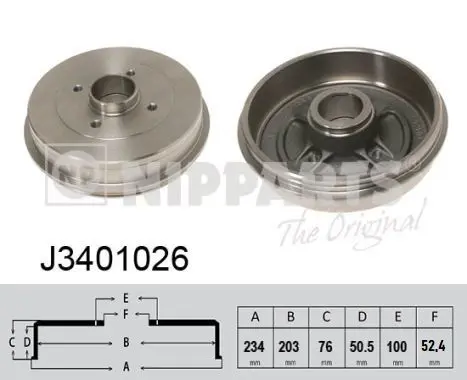 Handler.Part Brake drum NIPPARTS J3401026 1