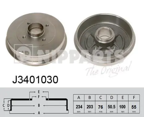 Handler.Part Brake drum NIPPARTS J3401030 1