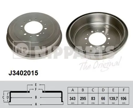 Handler.Part Brake drum NIPPARTS J3402015 1