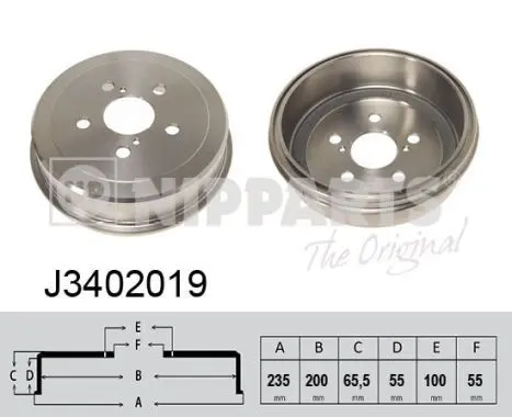 Handler.Part Brake drum NIPPARTS J3402019 1