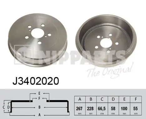 Handler.Part Brake drum NIPPARTS J3402020 1