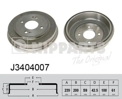 Handler.Part Brake drum NIPPARTS J3404007 1