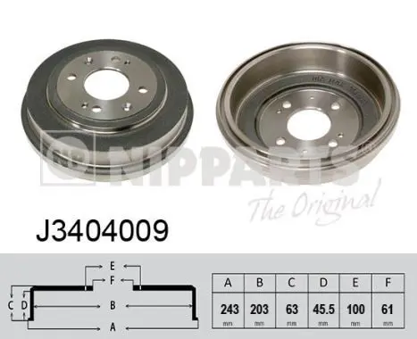 Handler.Part Brake drum NIPPARTS J3404009 1