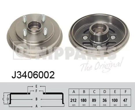 Handler.Part Brake drum NIPPARTS J3406002 1