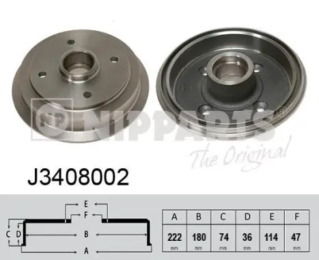 Handler.Part Brake drum NIPPARTS J3408002 1